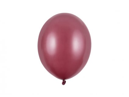 Balónek burgundy metalický  27 cm 50 ks - burgundy nafukovací metalické svatební balónky na party, oslavu, svatbu