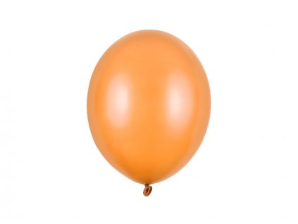 Balónek oranžový metalický  27 cm 50 ks - oranžové nafukovací metalické svatební balónky na party, oslavu, svatbu