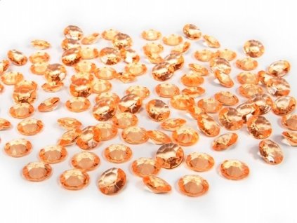 Dekorační diamanty světle oranžové 12 mm - výzdoba svatebního stolu