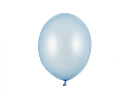 Balónek světle modrý metalický  27 cm 10 ks - světle modré nafukovací metalické svatební balónky na party, oslavu, svatbu