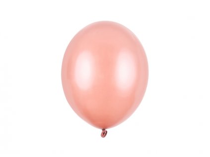 Balónek růžovozlatý metalický  27 cm 10 ks - růžovozlaté nafukovací metalické svatební balónky na party, oslavu, svatbu