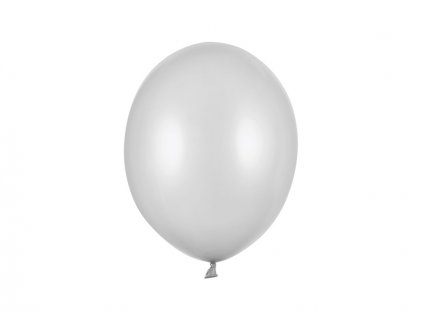 Balónek stříbrný metalický  27 cm 10 ks - stříbrné nafukovací metalické svatební balónky na party, oslavu, svatbu