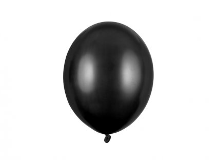 Balónek černý metalický  27 cm 10 ks - černé nafukovací metalické svatební balónky na party, oslavu, svatbu