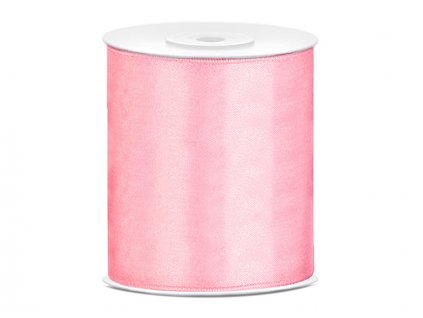Stuha saténová světle růžová 100 mm x 25 m