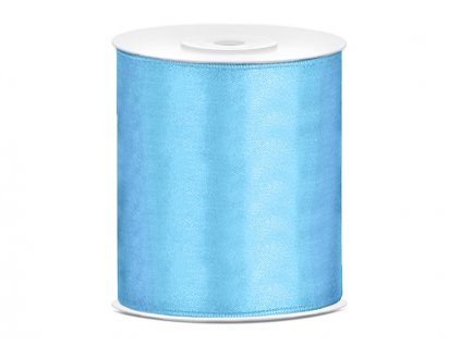 Stuha saténová světle modrá 100 mm x 25 m