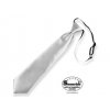 Kravata dětská stříbrná na gumičku 30 cm - jednobarevná svatební