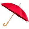 Deštník červenooranžový AUTOMATIC s dřevěnou rukojetí