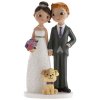 deKorace Nevěsta a ženich s pejskem - svatební figurka na dort