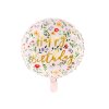 Foliový balónek Happy Birthsday s lístečky a květy 45 cm