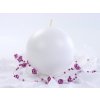 Svíčka koule bílá  80 mm - svíčky na slavnostní svatební stůl