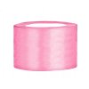 Stuha saténová růžová 38 mm x 25 m - růžové saténové široké dekorační stuhy 3,8 cm x 25 m na svatební aranžmá, mašle, dekorace