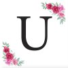 Písmeno U kartička s růžemi - písmena k sestavení jmen a nápisů