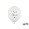 Balónky bílé se zlatým nápisem Just married  30 cm 6 ks