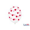 Balónky průhledné s červenými srdíčky  30 cm 6 ks