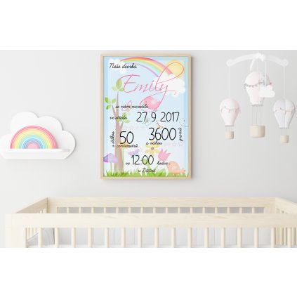 Plakát s údaji o narození - Duha (Formát (rozměr) Elektronická verze)