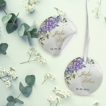 Svatební nálepka/visačka No. 58 (Papír Strukturovaný papír 300 g/m², Rozměr 63 mm, Varianta Visačka)