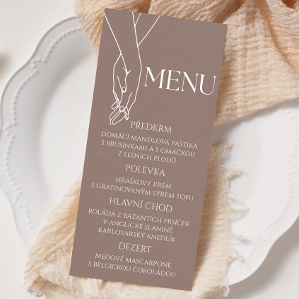 Svatební menu No. 5 - bílý tisk