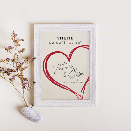 Uvítací plakát- A3 012  "Vítejte na naší svatbě."
