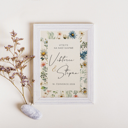 Uvítací plakát- A3 014  "Vítejte na naší svatbě."