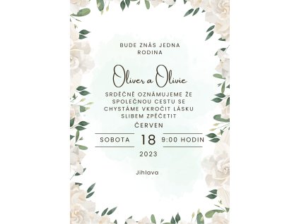 White and Green Simple Wedding Announcement (1)
