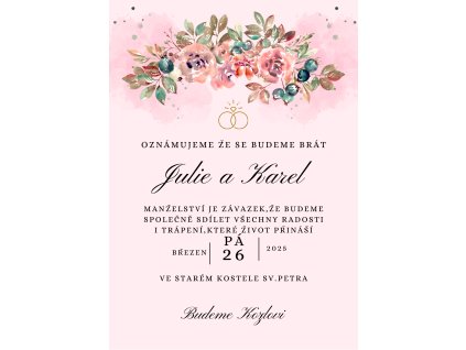Pale Red and Black Wedding Invitation Announcement