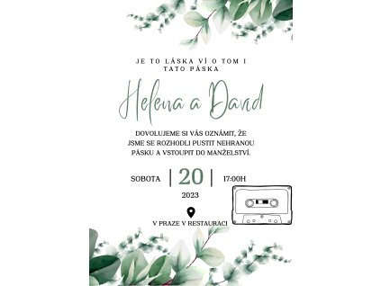 green modern wedding invitation announcement