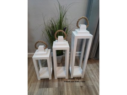 Drevene lucerny 3 kusy bile lucerny 60 50 40 cm LANTERN