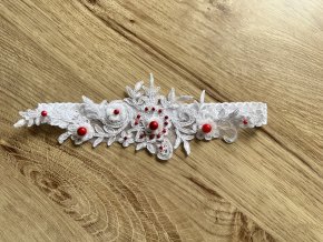Podvazek s 3D květy - "RED"