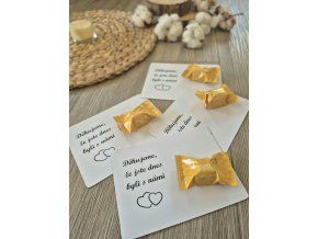 Děkovné kartičky na čokoládky - bílý design