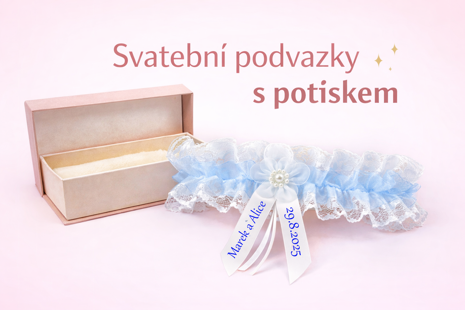Svatební podvazky s potiskem