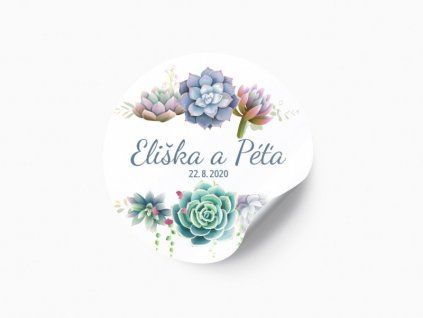 svatebni nalepka sukulenty