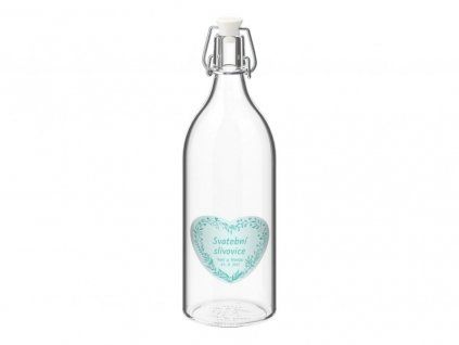 svatebni lahev s etiketou srdce