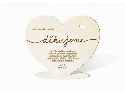 podekovani rodicum srdce se stojankem