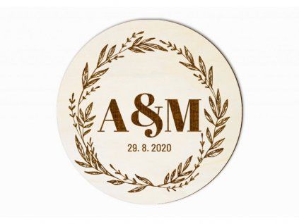 svatebni magnet venec s inicialy