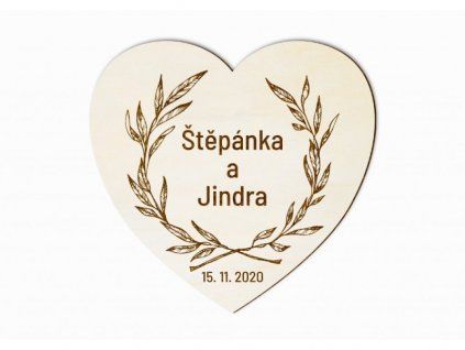 svatebni magnet srdce s vencem