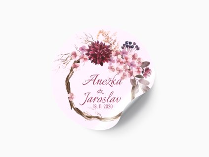 1638 svatebni nalepka malovany venec