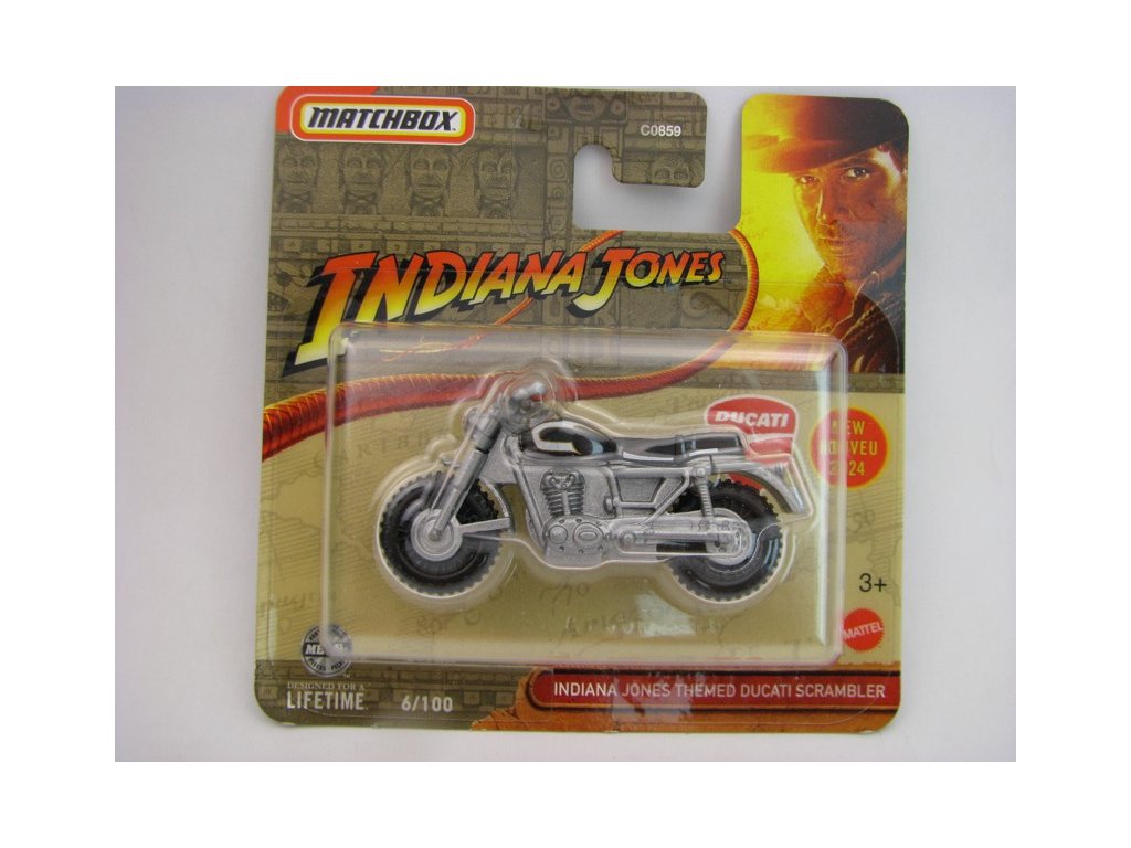 Ducati Scrambler Indiana Jones Themed Matchbox blister