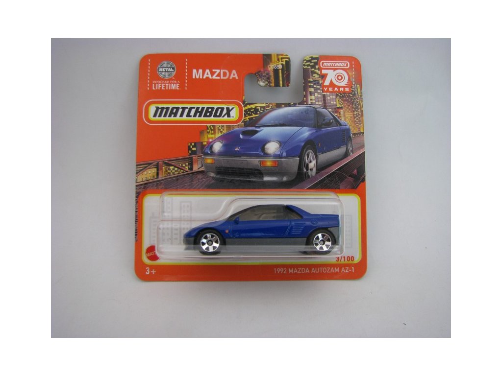 Mazda Autozam AZ-1 1992 Blue 70 Years Matchbox blister