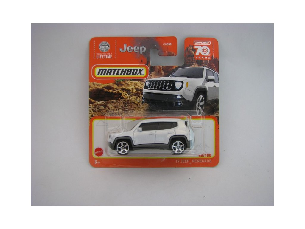 Jeep Renegade 2019 White 70 Years Matchbox blister
