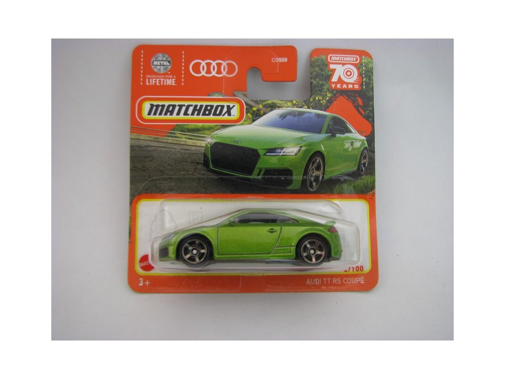 AUDI TT RS Coupé Green 70 Years Matchbox blister