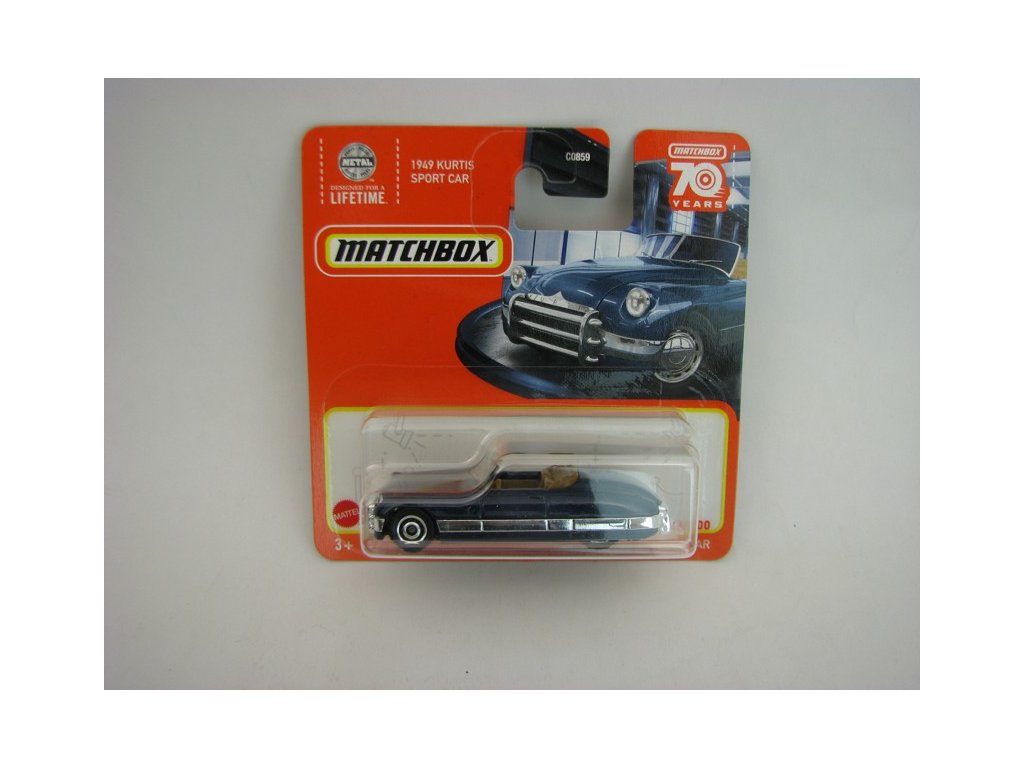 Kurtis Sport Car 1949 Cabrio Blue 70 Years Matchbox blister