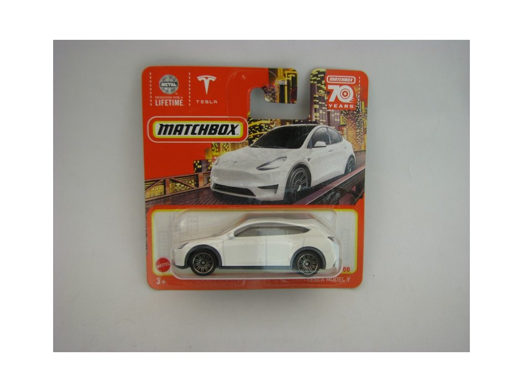 Tesla Model Y White 70 Years Matchbox blister
