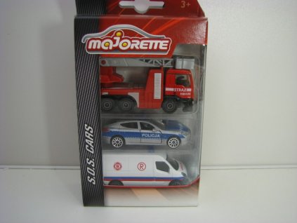 SOS Cars set 3 modely ambulance Policja Straž Majorette