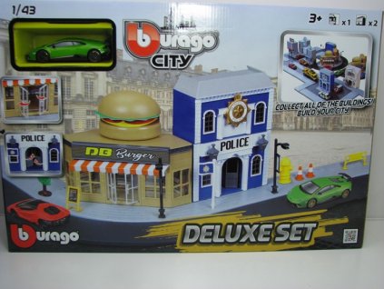 Deluxe set City Fast Food DB Burger a Police Station 1:43 Bburago