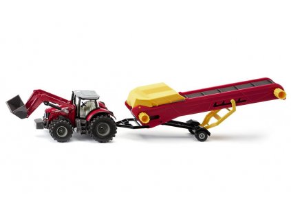 Traktor Massey Ferguson s nakladačem a pásový dopravník 1:50 Siku Farmer 1996