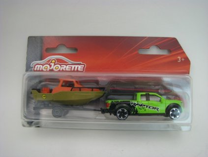 Ford F-150 Raptor s přívěsem a člunem Majorette Trailer