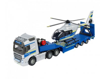 Autíčko Majorette Volvo Přepravník s Vrtulníkem POLICE 1:40-45