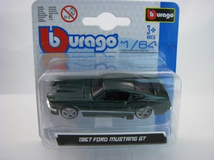 Ford Mustang GT 1967 Green 1:64 Bburago
