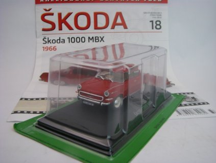 Časopis 18 s modelem Škoda 1000 MBX 1966 Red 1:43 Atlas Deagostini