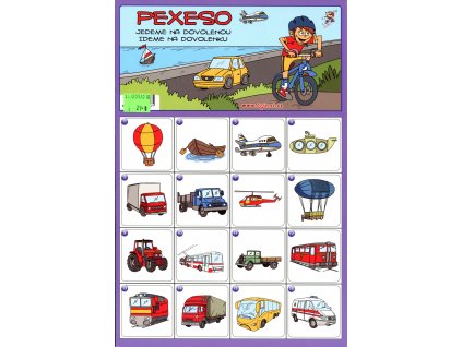 Pexeso jedeme na dovolenou obsahuje 2 x 32 hracích kartiček